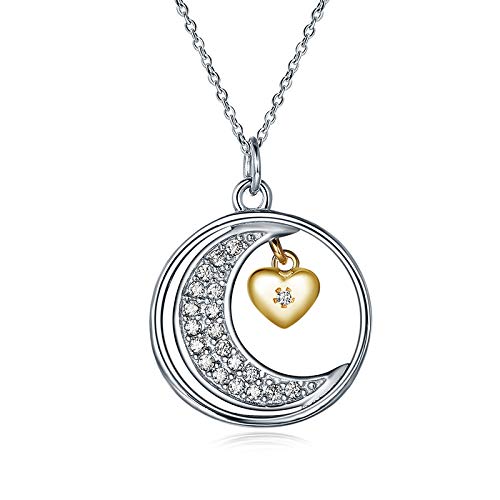 Collier lune en argent et lettrage romantique pour un cadeau d'amour