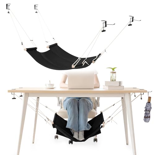 BALAPET Large Foot Hammock Under Desk Footrest, Adjustable Office Foot Rest Sling with Hooks Portable Leg Rest for Desk for Study and Relaxing,Machine Washable