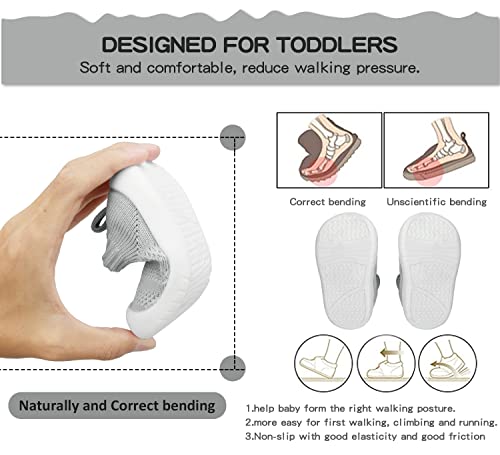 Sebellst Baby Boy Girl Sneakers Toddler Infant First Walking Shoes Non-Skid Indoor Baby Sneakers Soft Sole Non Slip Cotton Mesh Breathable Lightweight Baby Shoes (Grey,18-24 Months) #TOP4