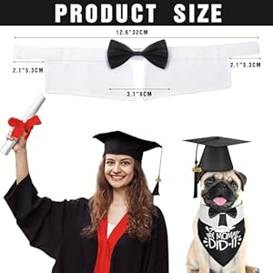 3 pcs pet graduation caps with bow tie collar and bandana dog graduation hats with tassel and 2024 pendant pet grad costume for dogs cats puppy graduation party accessory black scarf   cucciolini doodles