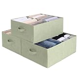 GRANNY SAYS große Aufbewahrungsboxen 3 Stück, Grün Organizer Kleiderschrank, Aufbewahrungsbox Stoff mit Entfernbare Trennwand, Aufbewahrungskorb faltbar, Schrankboxen mit Griffen, 50 x 40 x 20 cm