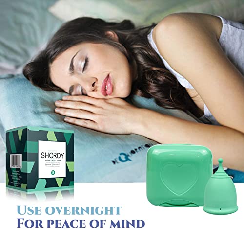 SHORDY Menstrual Cup, Single Pack (Small) with Box, Soft & Flexible, Copa Menstrual Kit for Women | Up to 12 Hours of Comfort, Eco-Friendly & Safer Alternative to Pads & Tampons (Green)