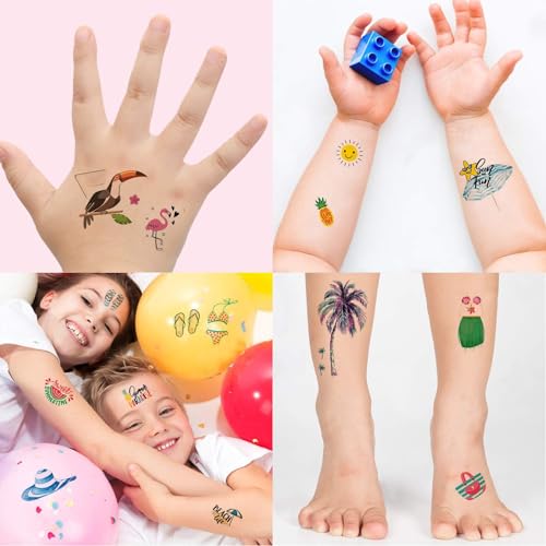 Luau Party Supplies: 120pcs Temporary Tattoos for Birthday Carnivals