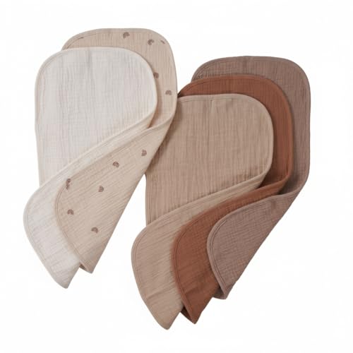 Zoe Sage 5-Pack Organic Cotton Muslin Burp Cloths - Makeshift Baby Bibs - Milk Spit Up Rags - Reusable Wipes - Newborn Essentials - 48cm x 25cm (Dusty Dunes)