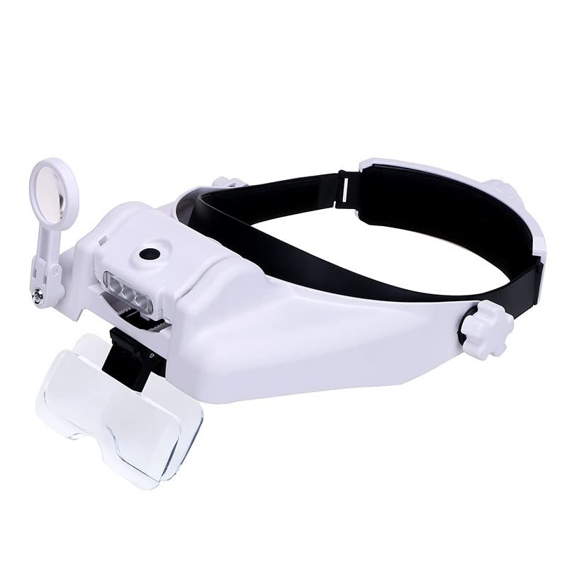 Zestaw akcesoriów do mikroskopu, opaska na głowę, okulary, lupa, 1 x 1,5 x 2,5 x 2,5 x 3,5 x 8 x szkło powiększające z oświetleniem LED, podświetlane szkiełka mikroskopowe