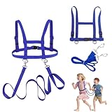 2 Stück Pferdeleine zum Spielen für Kinder, Pferdegeschirr für Kinder, Verstellbares Pferdegeschirr, Kinder Pferdegeschirr mit Extra Langer Leine, Pferdegeschirr für Kinder/Pferdespielzeug (Blau)