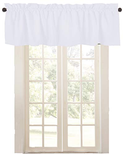 Native Fab 2er Set Volant Vorhänge, Kurze Vorhänge W 137 x H 46 cm (54x18 Zoll) 100% Baumwolle halbe Fenster Vorhänge für Cafe, Küche, Bad, Wohnzimmer (2 Panels) Weiß Cover