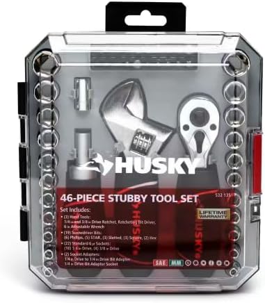 Husky 1/4 in. and 3/8 in. Stubby Ratchet and Socket Set (46-Piece)