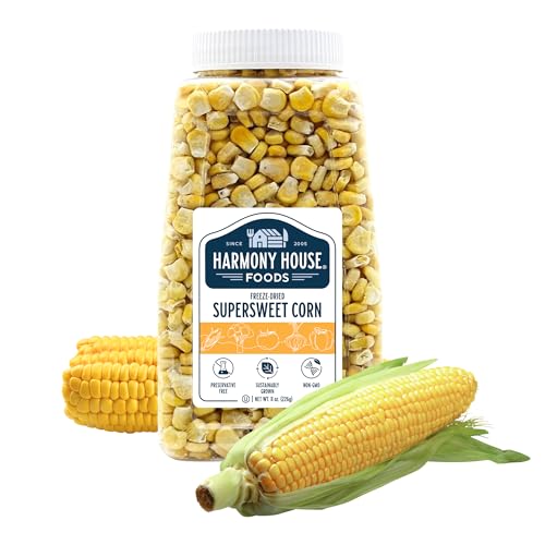Premium Sweet Corn Freeze-Dried - 100% Natural, Healthy Snack, 8 oz, Quart Size Jar by Harmony House Foods