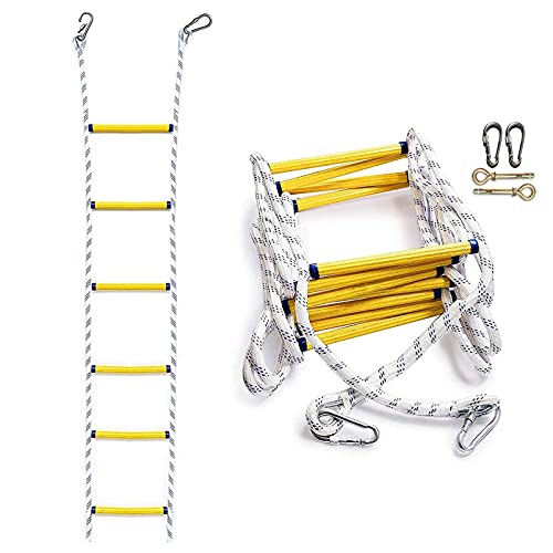 Z&X Échelle de Corde D'évacuation Échelle De Sauvetage Parfaites pour Les Fenêtres Et Les Balcons 3m 5m 8m 10m 15m 20m Résistant à la déchirure Rapide À Déployer Charge 420 kg (Size:3m/10ft) Cover
