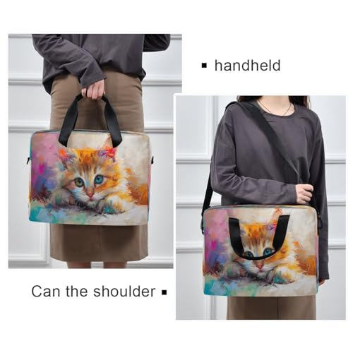 Maletín para laptop con diseño de gato acuarela miniatura 2