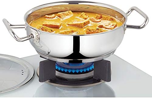 Borosil Stainless Steel Deep Kadhai with Lid