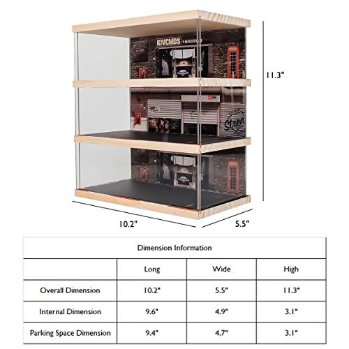 kivcmds 1:24 Scale 3-Tiers Vehicle Model Display Case with Parking Lot Scene for Sports Car Model Collectors, Display Stand for Alloy Car Model by kivcmds - Used condition - Image 6