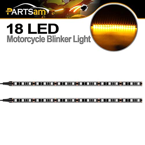 Partsam 1pcs LED Strip Light Bar 18LED Third Brake Light Motorcycle LED Turn Signal Backup Blinker Backup License Plate Amber Strip Light