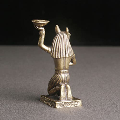 HOMSFOU Retro Anubis Statue Brass Figurine Ancient Egyptian God Sculpture 2.4 Inch Desktop Ornament for Home Office Decoration - Image 2