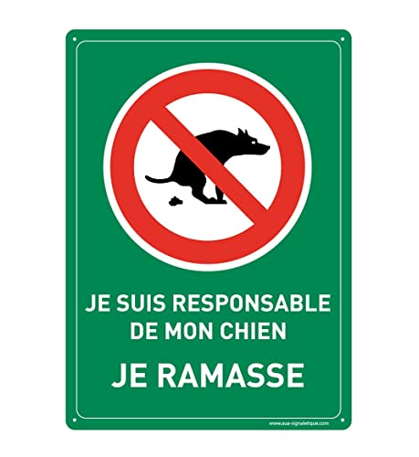 Panneau déjection canine je ramasse signalétique PVC 4 trous - 2