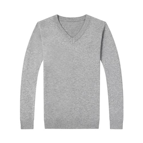 Men'S Autumn and Winter Sweater Pullover Knitted Top Solid Color V-Neck Long-Sleeved Soft Warm Sweater3