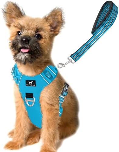 TUFFDOG Easy-Fit Dog Harness Medium - Fast Release Neck Clip, Premium Padded Reflective No Pull Harness with Control Handle, Adjustable Step-in Dog Vest Plus Free Matching Lead (M, Vivid Violet)