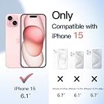 JETech Case for iPhone 15 6.1-Inch, Shockproof Phone Bumper Cover, Solid Color Matte TPU Frame, Anti-Scratch Clear Back (Pink)