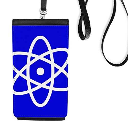 Pochette téléphone en cuir noir avec motif avertissement bleu