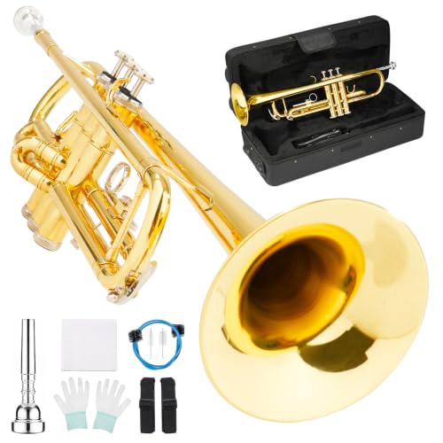 LeSage Bb Standard Trumpet Set for Beginner, Brass Student Trumpet Gold