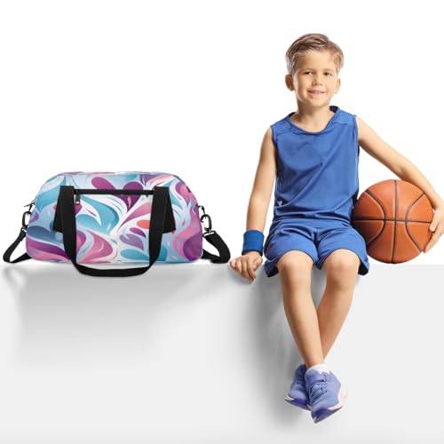 Geometric Valentine's Day Kids Duffle Bag Boys Girls Small Sport Dance Gym Bag for Overnight Travel Weekender Carry On2