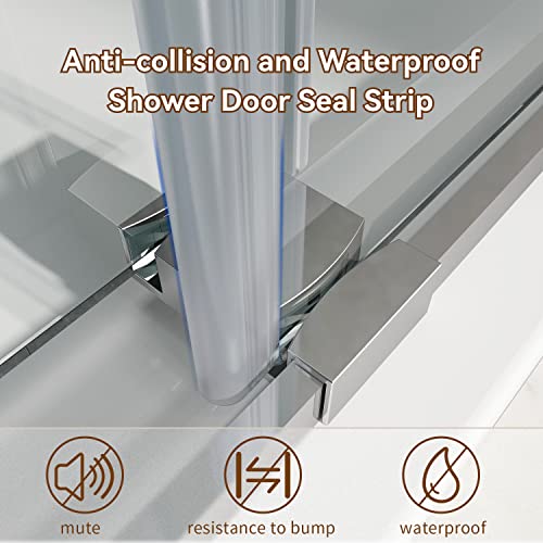 Sunny Shower Door Frameless Sliding Shower Doors 60 In. W X 72 In. H,3/8" Clear Tempered Glass Shower Enclosure With Square Rail,Brushed Nickel Finish #TOP6