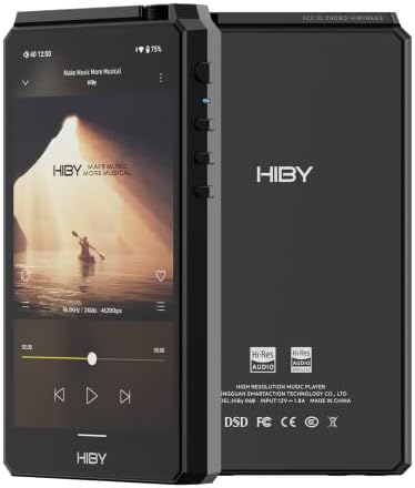 HiBy R6 III Digital Audio Player Portable Hi Res Audio Player MP3 MP4 Player with Class A&AB Dac Amp Android 12 Bluetooth 5.0 WiFi 2.4G+5G 4500mAh(Black)