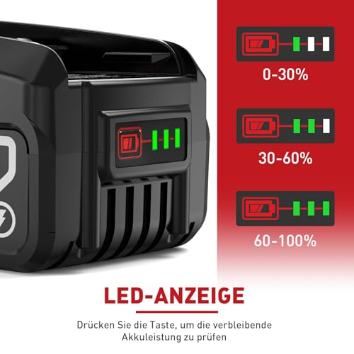 18V 5.0Ah Ersatzakku für Bosch Haus und Garten Werkzeuge, 2X 18V Lithium-lonen akku Kompatibel mit Bosch PBA PSB PSR