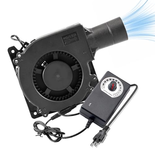 Ventilador radial de 12 V, 230 V regulable, ventilador de turbina equipado con salida de aire, ventilador para estufa de chimenea, lata de refrigeración regulable de velocidad, ventilador para