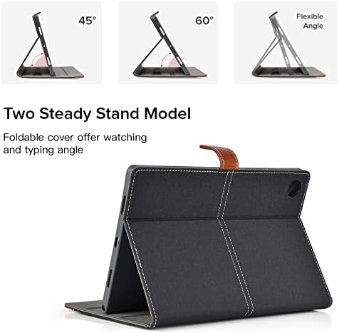 Case for Samsung Galaxy Tab A8 10.5 2021(SM-X200/SM-X205) - DLveer Soft Tpu Multiple Angles PU Leather Protective Cover with Pocket,Auto Wake/Sleep,Denim Black