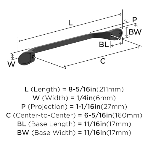 Amerock Ravino 6-5/16 inch (160mm) Center-to-Center Matte Black Cabinet Pull - 10 Pack by Amerock - Image 3