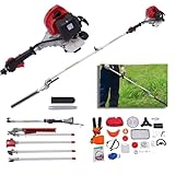 51.7cc Self Propelled Lawn Mower, 2-Stroke 4-in-1 Gas Powered Brush Cutter & Trimmer Combo Kit with 25cm Cutting Width, 6500RPM, 1.2L Fuel Tank for Garden Yard and Park Care
