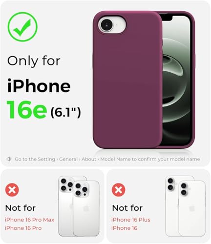 Image of DIZORO Compatible with iPhone 17e / iPhone 16e Case 6.1 inch Liquid Silicone 3 Layers Full Covered Soft Gel Rubber Phone Case,Shockproof Protective Cover with Anti-Scratch Microfiber Lining-Wine Red