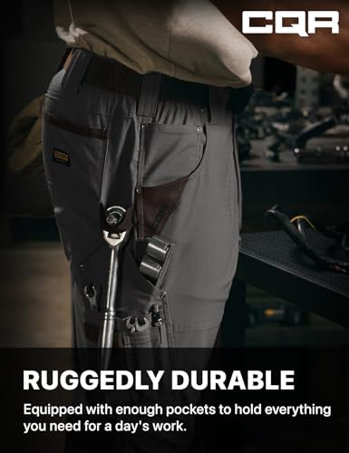 Image of CQR Men's Quick Dry Work Pants, Water Resistant Outdoor Tactical Pants, Lightweight Stretch Cargo Hiking Pants