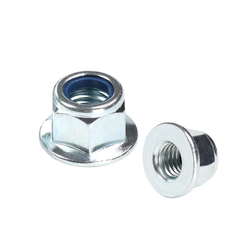 Galvanized Steel Hex Flange Lock Nuts with Nylon Insert M6 M8 M10 M12 M14 M16 (100,M8)