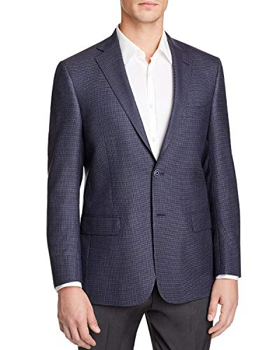 Hart Schaffner Marx Mens New York Worsted Wool Check Sportcoat 42L Navy Blazer