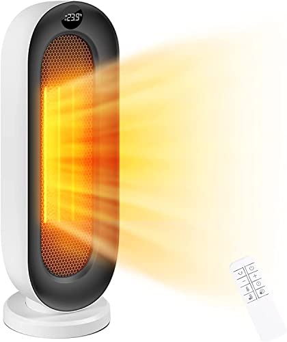 Chauffage d'appoint 2000W, Chauffage Soufflant, Oscillation à 100°, 3 modes, Écran LED, 12H Minuterie, Télécommande sans Fil, Protection Contre Surchauffe & Anti-Basculement Maison Bureau Cover