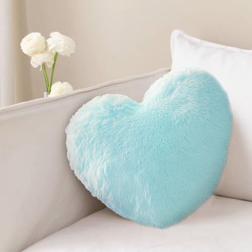 Yunlaishaocer 46 x 36 cm Cojín Estético Corazón Cojín para Peluche Decorativo para Niños Niñas Sofá Dormitorio Coche Salón Sofá Dormitorio Infantil Cama Regalo (Azul)