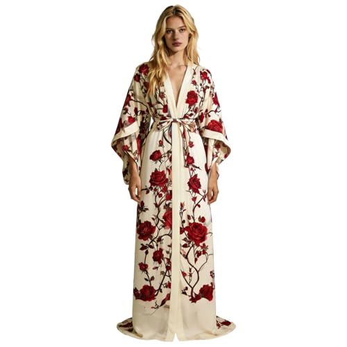 Robe de nuit satin et peignoir kimono fluide pour demoiselle d'honneur