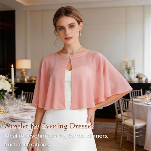 Image of Ciormis Chiffon Capelet Women's Soft Shawls and Wraps for Evening Dresses, Wedding Formal Dress Shawl Cape Cover up