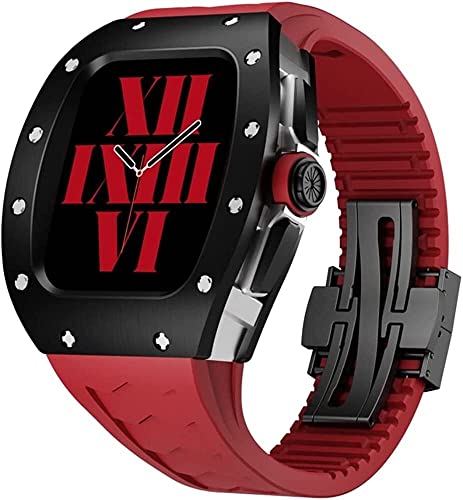 Coque de montre en alliage de titane légère et bracelet Viton résistant pour iWatch 44 45 mm