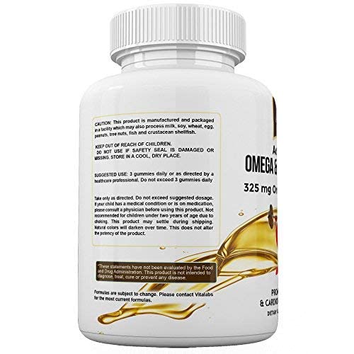 Omega 3 6 9 Chewable Gummy Supplement With Dha Vitamin C - Fatty Acids Vitamin For Cardio Vascular, Cognitive & Boost Immune System Support - No Fish Oil Taste 60 Triple Strength Gummies Botanica #TOP7