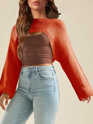 Image of Womens Bolero Crochet Crop Shrug Shoulder Knit Cropped Sweater | Y2K Crochet Crop Top, Half Sweater, Cozy Chest Over the Shoulder Top Cardigan, Cut Off Super Crop, Ballet Lace Sweater
