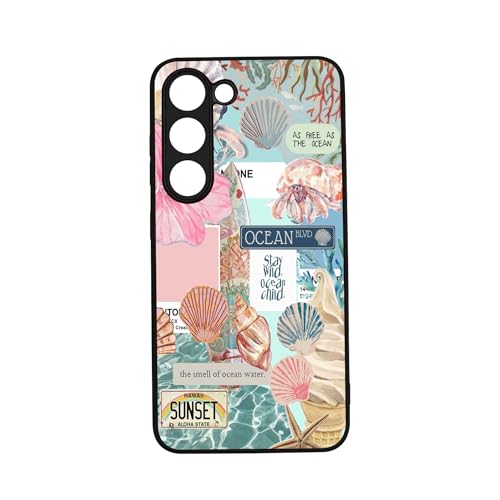 qizjio Coastal Collage Phone Case Shockproof Protective Ocean Seashell Cover for Samsung Galaxy S23