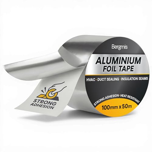 Image of Aluminium Foil Tape 100mm x 50m, Waterproof Heat Resistant Insulation Tape