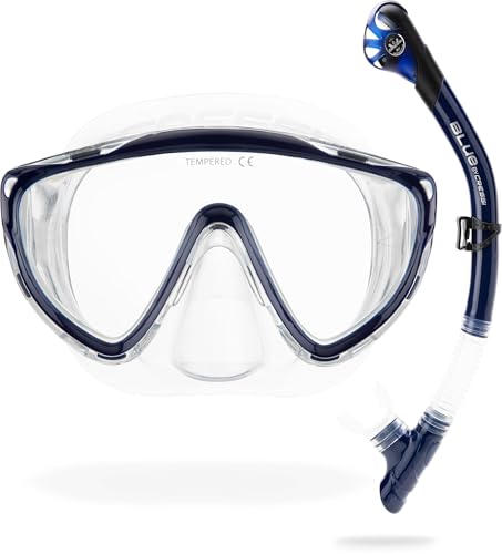 CRESSI Tino + Scilla Combo Clear/Blue Navy - Kombiset Unisex Tino Maske und Schnorchel Scilla, Klar/Marineblau, Einheitsgröße