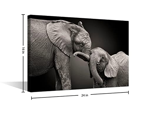 Mother Elephant and Baby Elephant Canvas Wall Art Picture Artwork for Bedroom Wall Decorations For Living Room Animal Pictures Wall Artwork Framed and Ready to Hang Medium Size(16x24in - Image 4