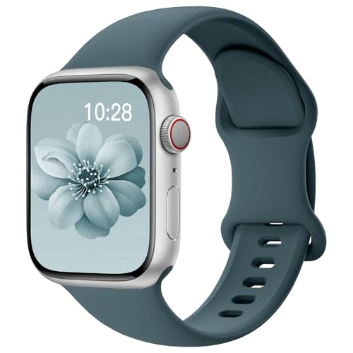 Image of Sport Silicone Band Compatible with Apple Watch Bands 40mm 38mm 41mm 44mm 45mm 42mm 49mm Women Men,Soft Wristband Waterproof Replacement Sport Strap for iWatch Bands Series 9 8 7 6 5 4 3 2 1 SE Ultra