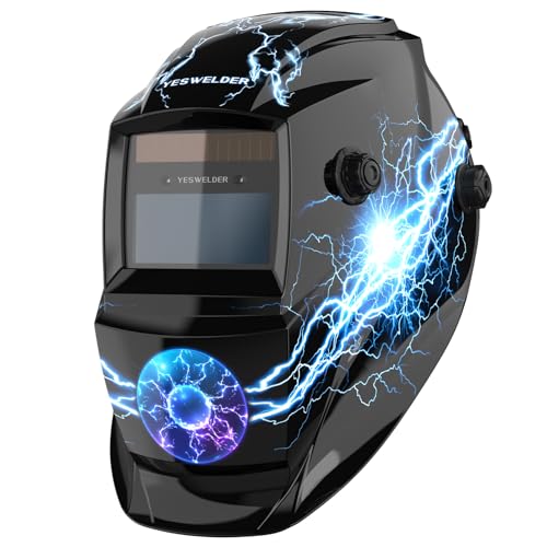 YESWELDER Careta Soldar Automatica Color Verdadero 92.5x42.5mm, Mascara de Soldar Alimentada Energía Solar, Capucha Casco de Soldadura Sombra Ancha 4/9-13 para TIG MIG ARC Grind
